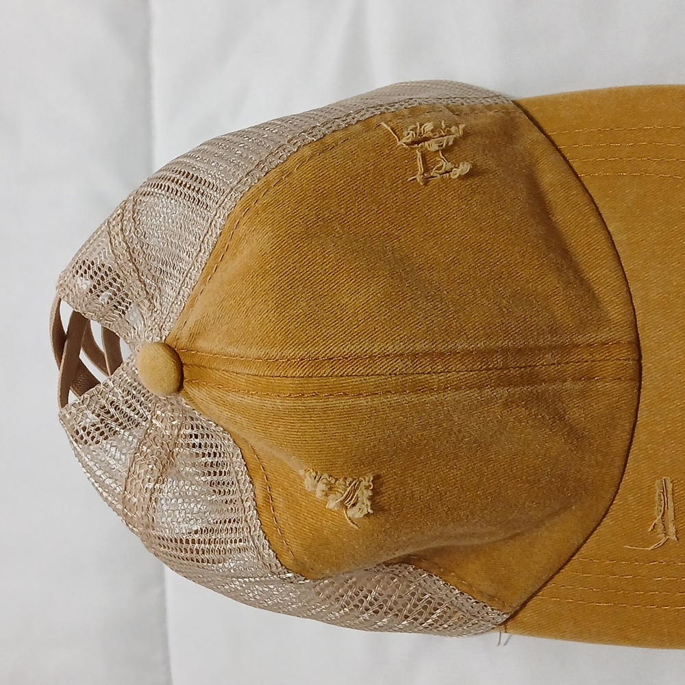 Tan Distressed Mesh Cap - Picture 2 of 5